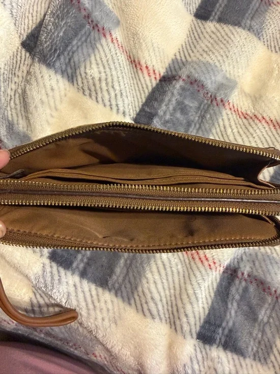 Coach Brown Signature Canvas Wristlet with Gold Hardware - Picture 5 of 5